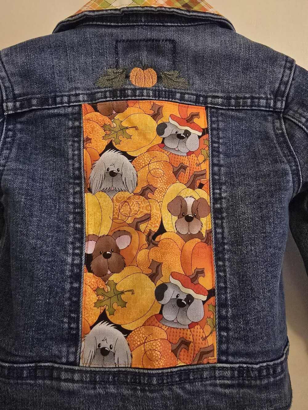 OshKosh Genuine Kids 18M One of a Kind Fall Pumpkin Dogs Denim Jacket - Picture 7 of 9